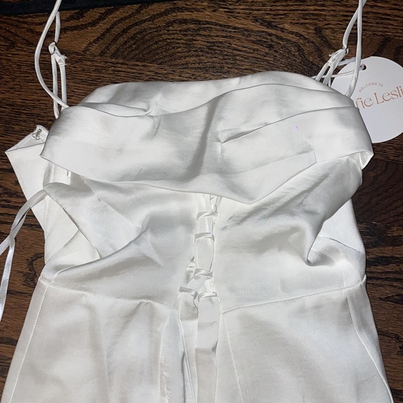 BELLINI LACE-UP FRONT MINI DRESS WHITE - Picture 4 of 9